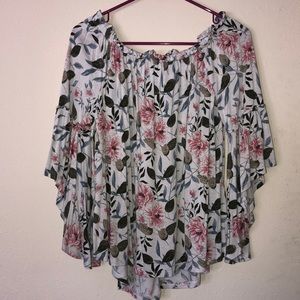 Time and Tru Off the Shoulder Floral Shirt